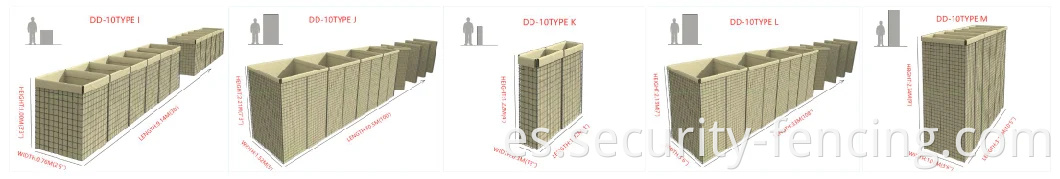 Mejor precio Galvanizado Mald de soldadura Gavion Barrera Muro de barrera Muro de explosión para el refugio de defensa Control de la erosión de la barrera